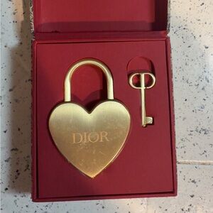 Dior Gold Heart Padlock with Key